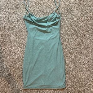 Windsor Teal Glitter Mini Dress